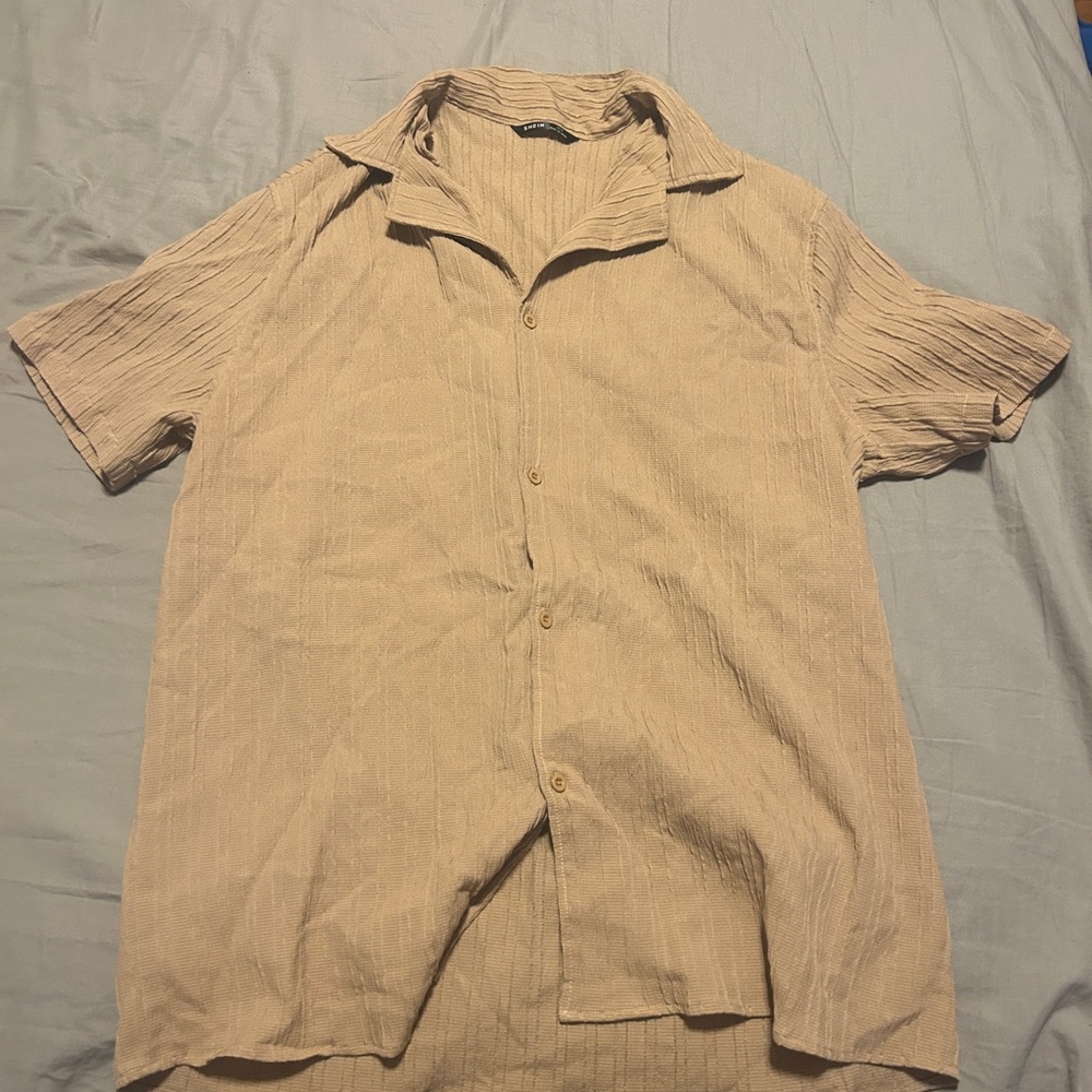 Men's Beige Short Sleeve Shirt